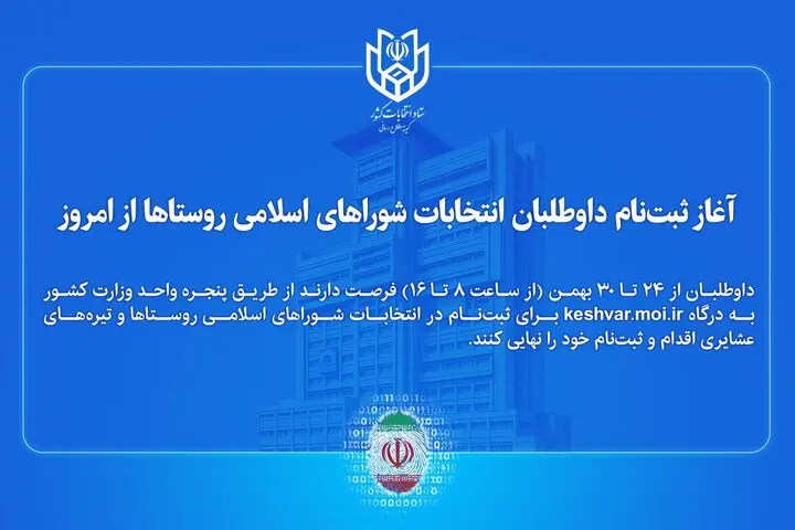 آغاز ثبتنام داوطلبان انتخابات شوراهای اسلامی روستاها از امروز آغاز ثبتنام داوطلبان انتخابات شوراهای اسلامی روستاها از امروز