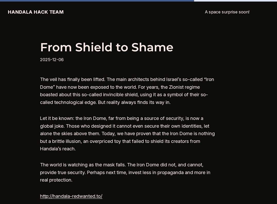 *** افشای اطلاعات معماران گنبد آهنین توسط حنظله//لطفا بعد تکمیل ستاره بزنید